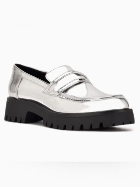 Nine West Metallic Silver Lug Sole Loafer